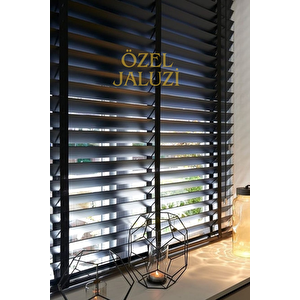 Siyah 50 Mm Ahşap Görünümlü Jaluzi 80x200 cm