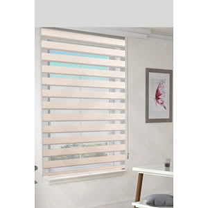 Krem Bambu Kumaş Zebra Stor Perde Etek Dilimsiz 1. Kalite 190x250 cm