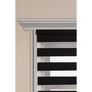 Siyah Bambu Kumaş Zebra Stor Perde Etek Dilimsiz 1. Kalite 110x230 cm