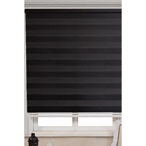 Siyah Bambu Kumaş Zebra Stor Perde Etek Dilimsiz 1. Kalite 160x250 cm