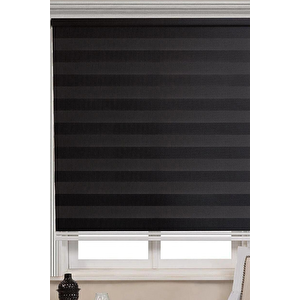 Siyah Bambu Kumaş Zebra Stor Perde Etek Dilimsiz 1. Kalite 200x200 cm