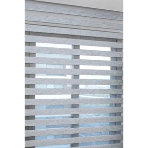 Gri Bambu Kumaş Zebra Stor Perde Etek Dilimsiz 1. Kalite 160x180 cm