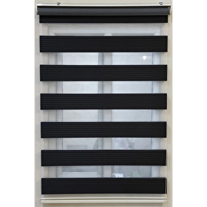 Siyah Geniş Piliseli Zebra Perde 150x180 cm