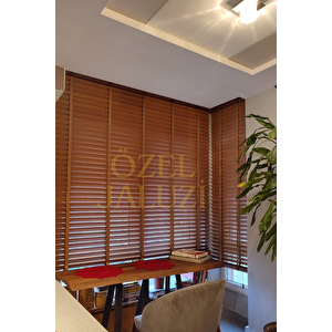 Açık Kahverengi 50 Mm Ahşap  Jaluzi 190x220 cm