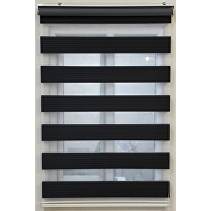 Siyah Geniş Piliseli Zebra Perde 140x180 cm