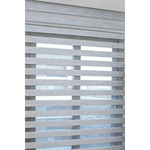 Gri Bambu Kumaş Zebra Stor Perde Etek Dilimsiz 1. Kalite 100x240 cm