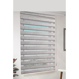 Gri Bambu Kumaş Zebra Stor Perde Etek Dilimsiz 1. Kalite 90x260 cm