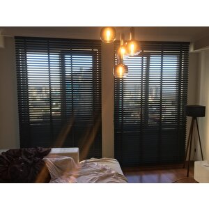 Antrasit 50 Mm Ahşap  Jaluzi 110x250 cm