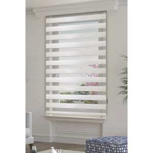 Krem Geniş Piliseli Zebra Perde 170x180 cm