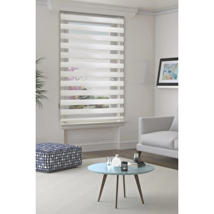 Krem Geniş Piliseli Zebra Perde 170x180 cm