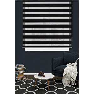 Ithal Siyah Düz Zebra Stor Perde 130x260 cm