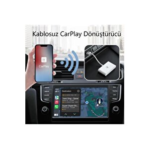 Hakopro Araç İçi Apple Cihazlar İle Uyumlu Kablosuz Carplay Adaptörü Wireless Carplay Çevirici Beyaz