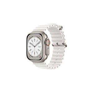 Apple Watch 42mm / 44mm / 45mm/ 49mm Uyumlu Akıllı Saat Kordonu Beyaz