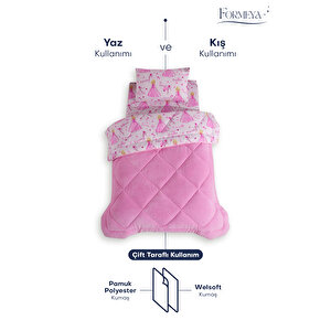 Formeya Princess Desenli Tek Kişilik Çift Taraflı Wellsoft Yorgan Ve Yastık Kılıfı Seti