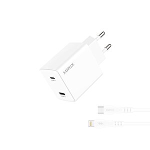 50w Usb-c Ve Usb-l Çift Çıkışlı Type-c Lightning Şarj Aleti Seti S-33