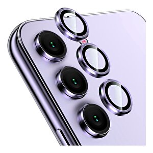 Samsung S24 İle Uyumlu Darbeye Dayanıklı Safir Kamera Lens Koruyucu Mor