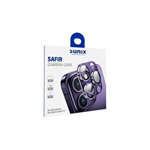 Samsung S24 İle Uyumlu Darbeye Dayanıklı Safir Kamera Lens Koruyucu Mor