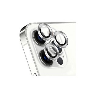 Iphone 14 Pro / 14 Pro Max İle Uyumlu Darbeye Dayanıklı Mekanizmalı Safir Kamera Lens Koruyucu Beyaz
