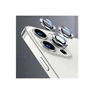 Iphone 14 Pro / 14 Pro Max İle Uyumlu Darbeye Dayanıklı Mekanizmalı Safir Kamera Lens Koruyucu Beyaz