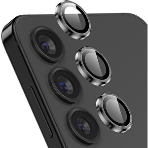 Samsung S24 İle Uyumlu Darbeye Dayanıklı Safir Kamera Lens Koruyucu Siyah
