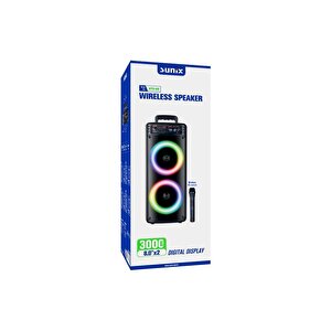 Sunix 8.0"x2 Kablosuz Mifrofonlu Ledli Bluetooth Hoparlör Bts-68