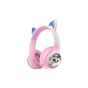 Wireless 5.3 Stereo Kedili Kulak Üstü Bluetooth Kulaklık Pembe Blt-45