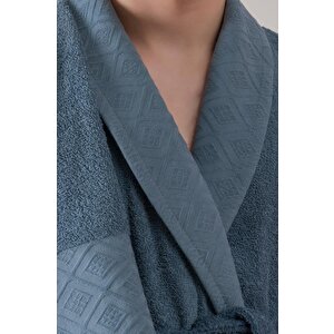 Cotton Box Jakarlı Aile Bornoz Seti Camilla Pembe-indigo