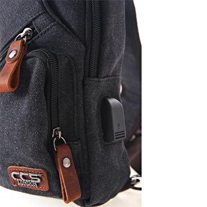 Ççs London 31184 Usb Aux Çıkışlı Kanvas Sırt Çantası Siyah