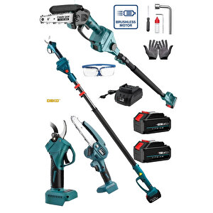 Super 2500v Lion 2'li Set Süperturbo Teleskopik Dal Budama Bağ Makası Seti Dal Budama Makaslı Set