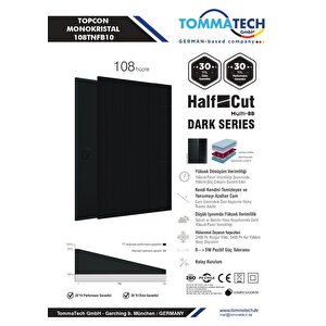 Tommatech 430wp 108tnfb M10 Topcon Dark Series Güneş Paneli