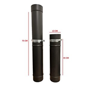 Ayarlanabi̇li̇r Soba Borusu / Boy: 45<->75 Cm / Çap: 13 Cm / Mat Si̇yah Emaye / Baba's Stove