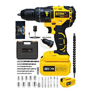 Xl5800 2ah 13 Mm Çelik Mandren Darbeli Çift Akülü Vidalama Çelik Şanzuman Şarjlı Matkap