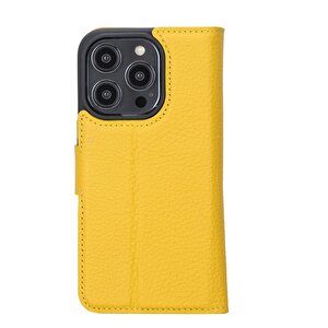 Apple Iphone 14 Pro Uyumlu Deri Cüzdanlı Kılıf Mwwn Fl12 Sarı