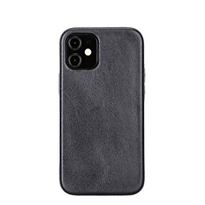 Apple Iphone 12 Mini Uyumlu Deri Arka Kapak Rock Rst1 Siyah