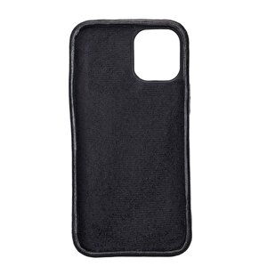 Apple Iphone 12 Mini Uyumlu Deri Arka Kapak Rock Rst1 Siyah