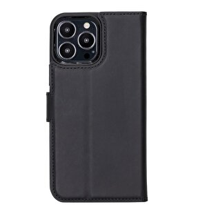 Apple Iphone 13 Pro Uyumlu Deri Cüzdanlı Kılıf Liluri G1 Siyah