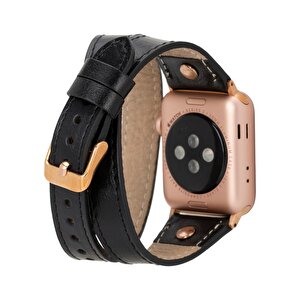 Apple Watch Uyumlu Deri Kordon 42-44-45mm Dt Rg Rst1