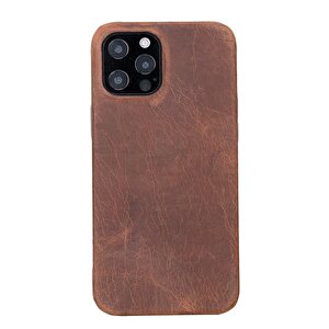 Apple Iphone 12 Pro Max Uyumlu Deri Arka Kapak Rock G2 Kahve