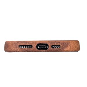 Apple Iphone 12 Pro Max Uyumlu Deri Arka Kapak Rock G2 Kahve
