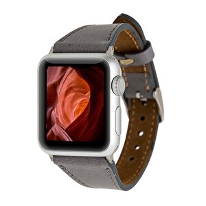 Apple Watch Uyumlu Deri Kordon 42-44-45mm Slim Rst9 Gri