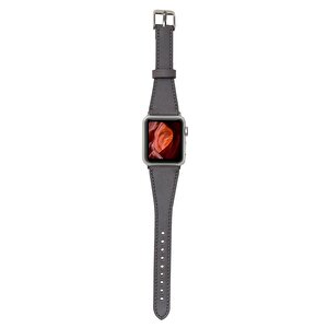 Apple Watch Uyumlu Deri Kordon 42-44-45mm Slim Rst9 Gri