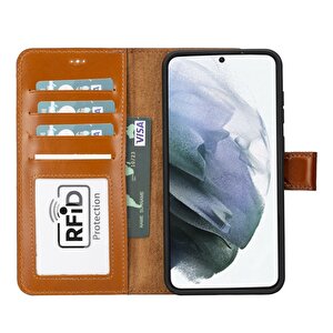 Samsung Galaxy S23 Plus Uyumlu Deri Cüzdanlı Kılıf Rst2ef Taba
