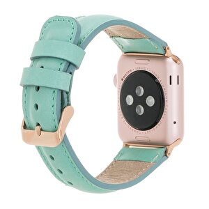 Apple Watch Uyumlu Deri Kordon 42-44-45mm Brn7 Yeşil