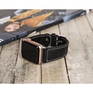 Apple Watch Uyumlu Deri Kordon 42-44-45mm Nm4-as1 Siyah