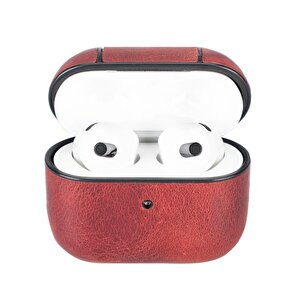 Apple Airpods 3.nesil Uyumlu Deri Kılıf Juni Aa4 Kırmızı