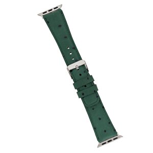 Apple Watch Uyumlu Deri Kordon 42-44-45mm De6 Yeşil