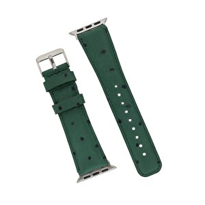 Apple Watch Uyumlu Deri Kordon 42-44-45mm De6 Yeşil
