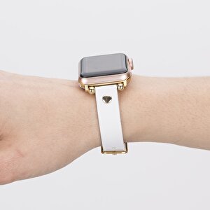 Apple Watch Uyumlu Deri Kordon 38-40-41mm Frg F3 Beyaz