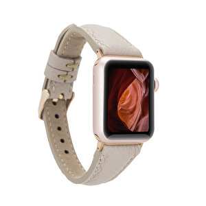 Apple Watch Uyumlu Deri Kordon 38-40-41mm Slim Erc3 Bej