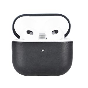 Apple Airpods 3.nesil Uyumlu Deri Kılıf Juni Aa1 Siyah